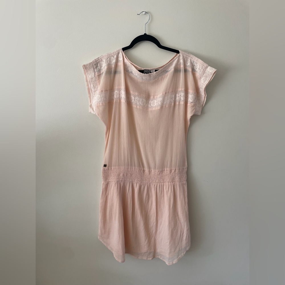 Roxy 100% Cotton Soft Pink Beachy Boho Coastal Grandma Summer Dress Women XL